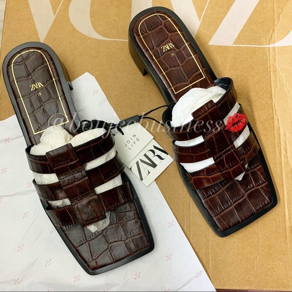 ZARA Animal Print Leather Sandals - Picture 7 of 7